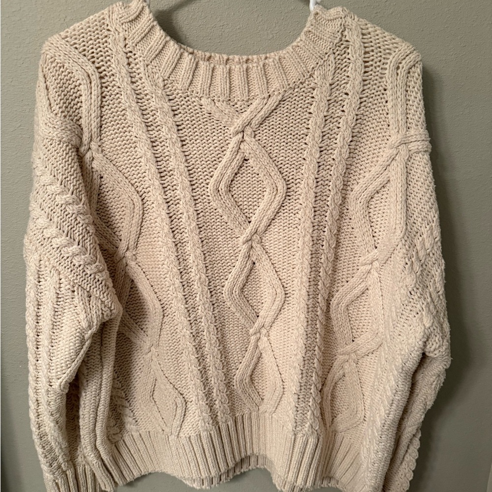 Princess Polly Cream Cable Knit Sweater